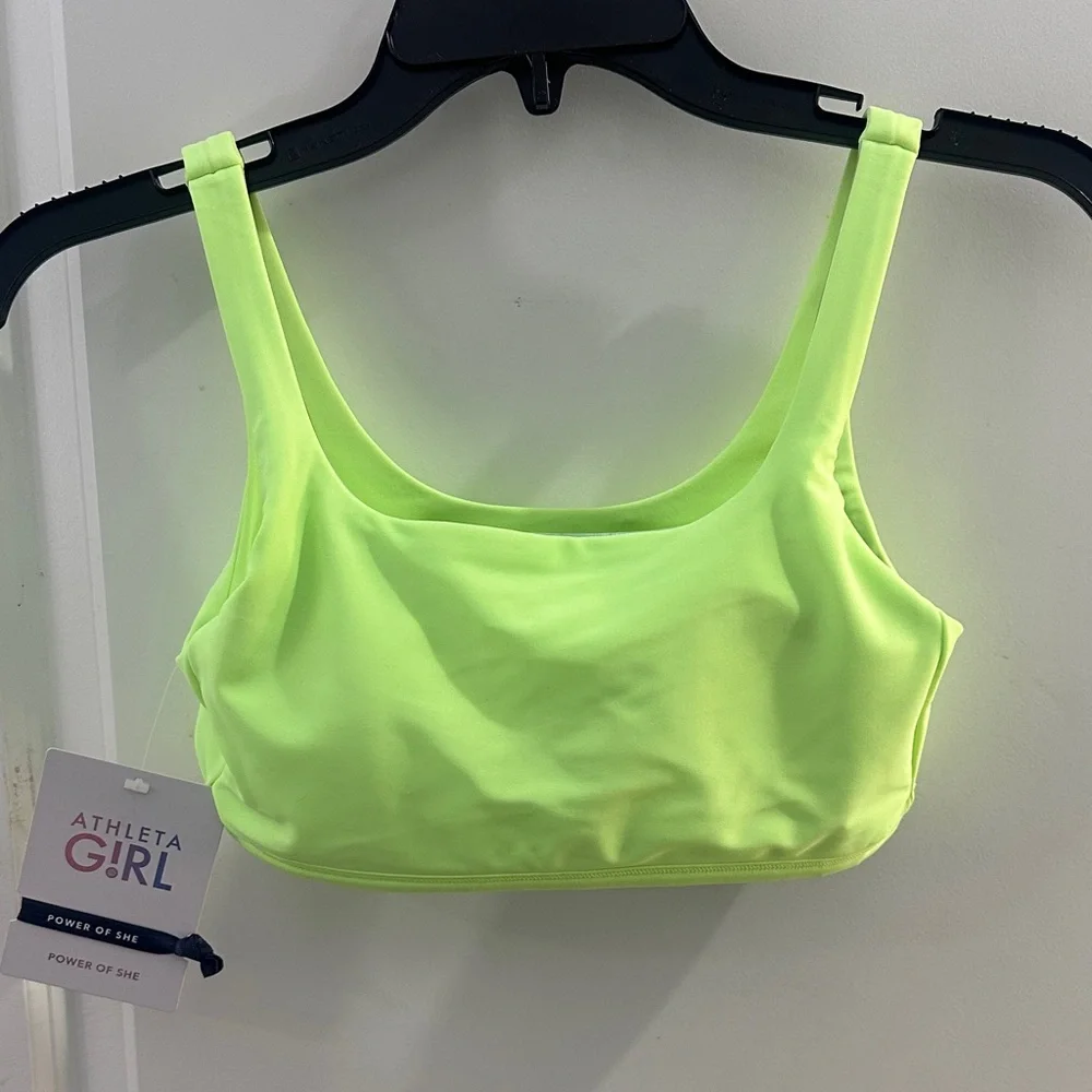 NEW Athleta Reversible Neon Green Tie-Dye Bikini Top Girls XL NWT - Picture 4 of 4
